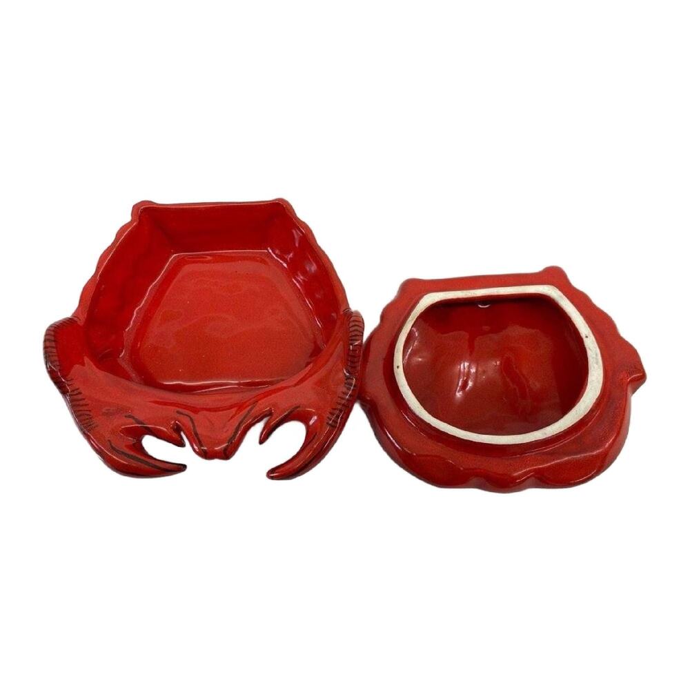 Vintage Red She Crab Soup Tureen and Cocottes, Set of 6 - Picture 4 of 11